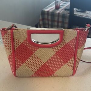 Kate Spade Pink and Tan Checkered Clutch